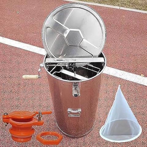 BACHIN Honey Extractor （Upgrades）- 2 Two Frame Stainless Steel Manual Crank Honey Extractor Equipment, Honey Bee Spinner Beekeeping Cover