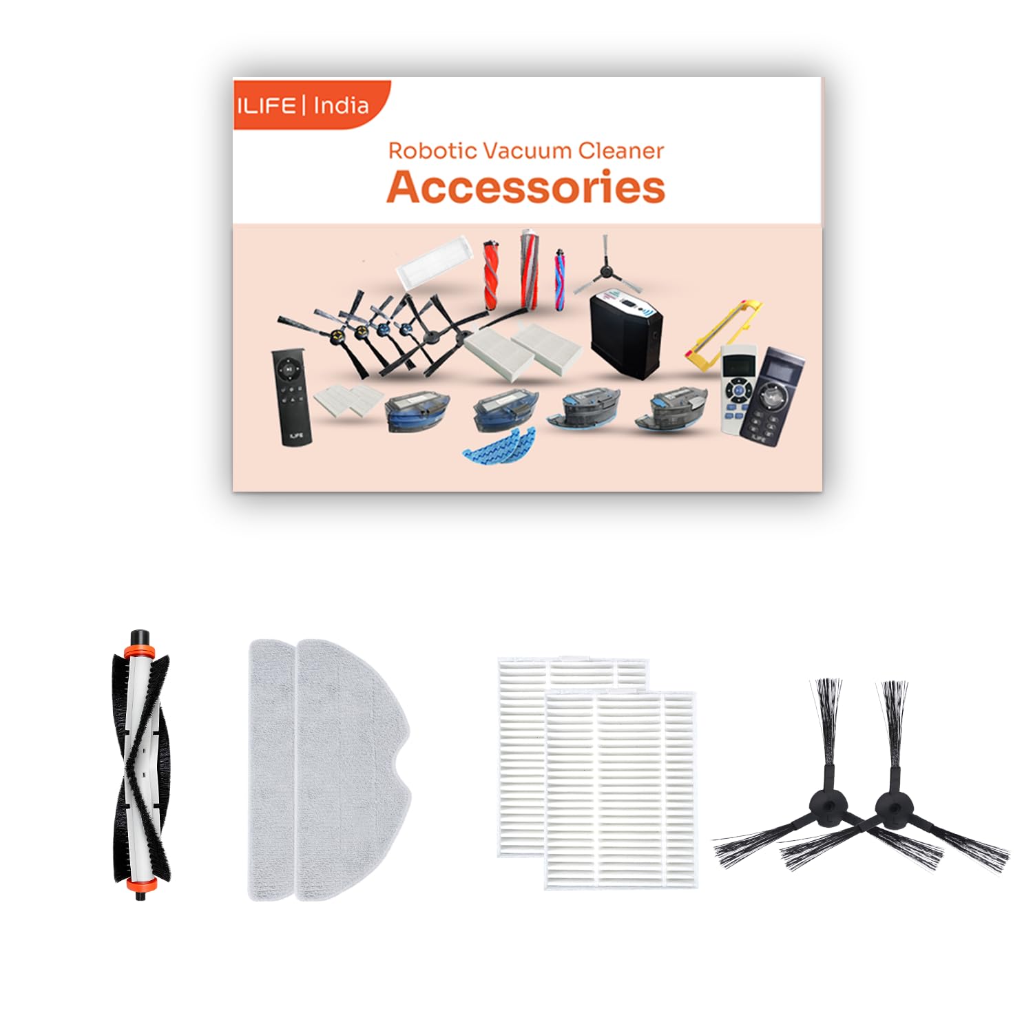 ILIFE A30 | A30 Pro Robot Vacuum Cleaner Original Accessories Combo Set with HEPA Filter, Side Brush, Mopping Cloth, and Roller Brush-image-12