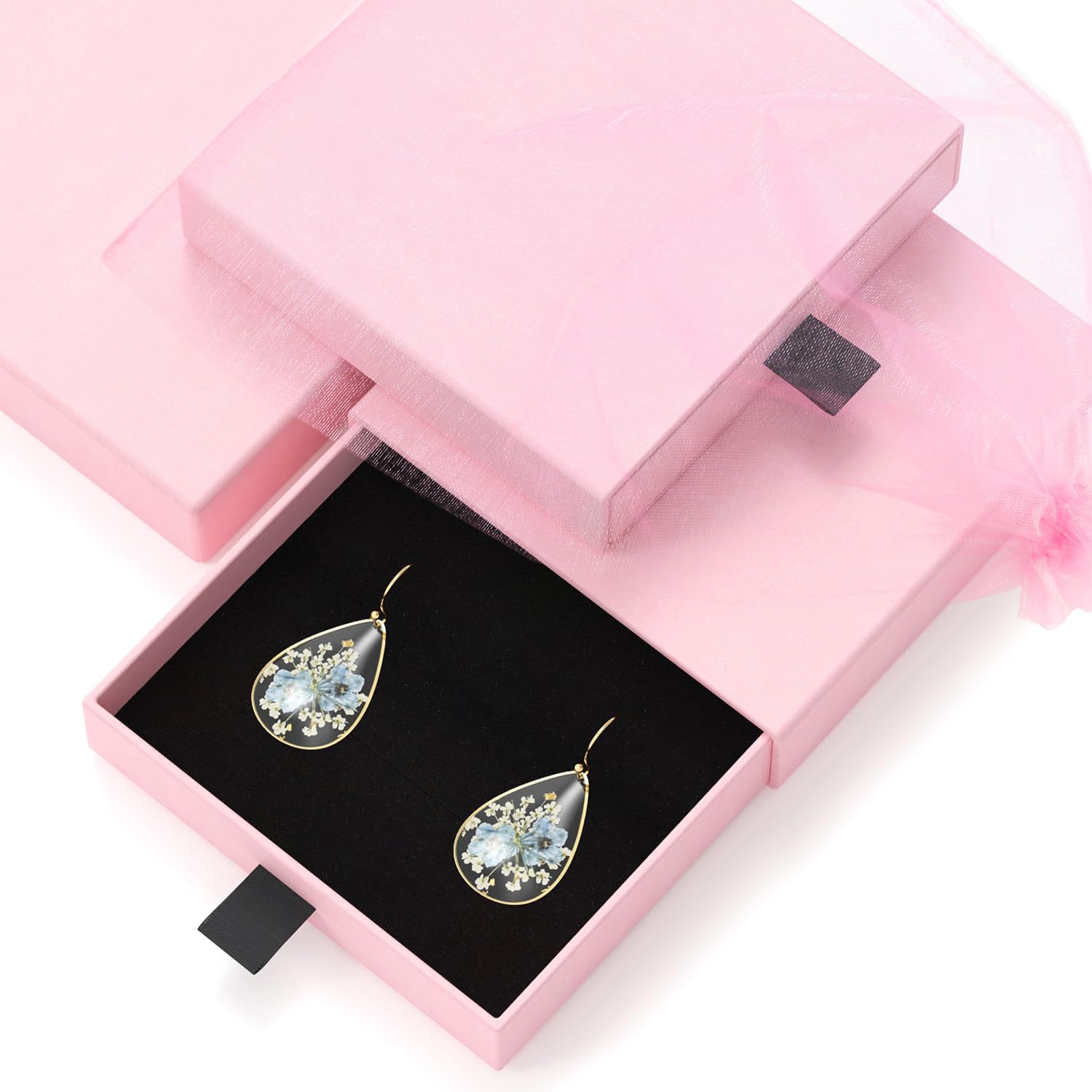 Pressed Wildflower Earrings Pressed Flowers Earring Drop Dangle Earring Dry Flower Real Flower Earrings - Image 8