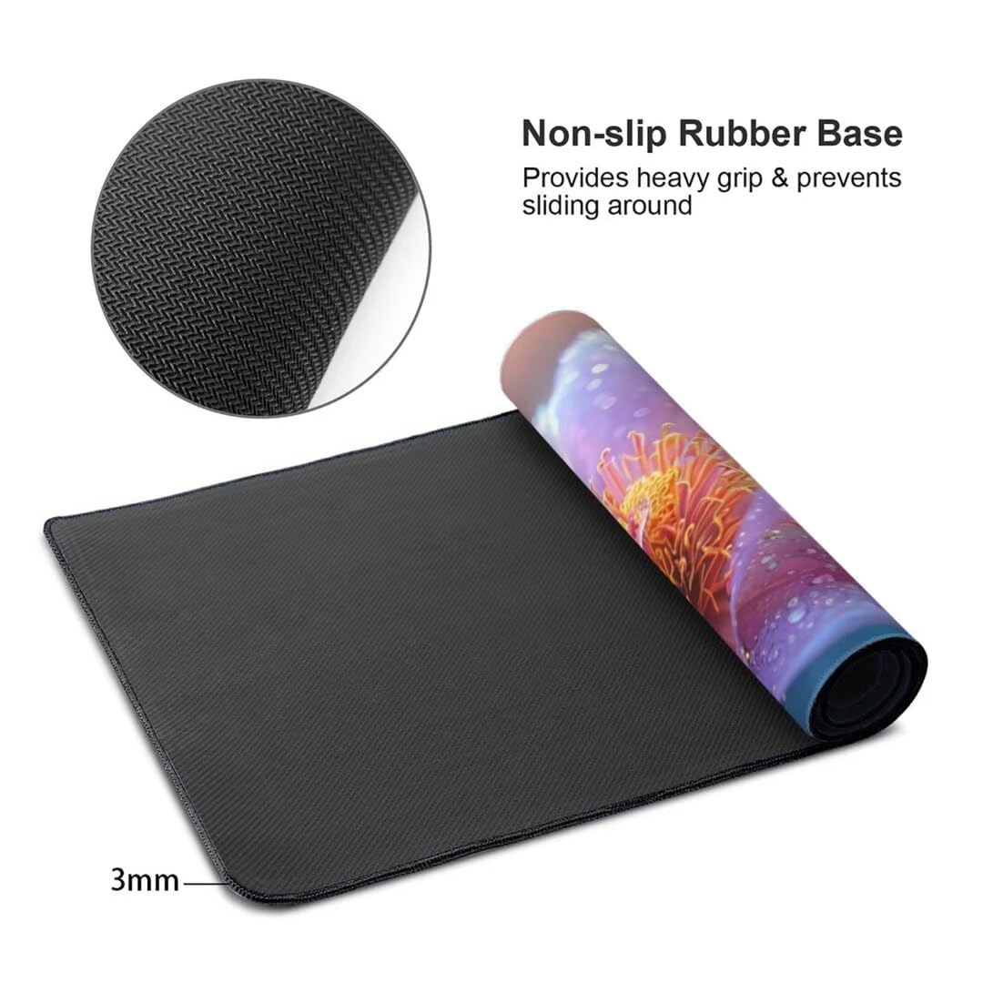 Alfombrilla de ratón 1400x600x3 MM, Alfombrilla Ratón XXL Extendida de Gran Tamaño con Bordes Cosidos, Base de Goma Antideslizante Almohadilla para Teclado, Flores de ensueño S-9347