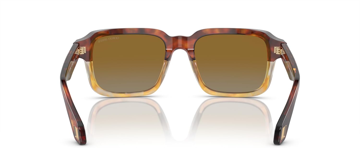 GIORGIO ARMANI Man Sunglasses Havana Red/Opaline Olive Green Frame, Green Lenses, 53MM