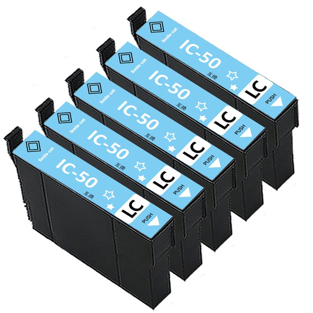 Amazon.co.jp: エプソン用 IC50 ICLC50 ライトシアン 互換インク 5本