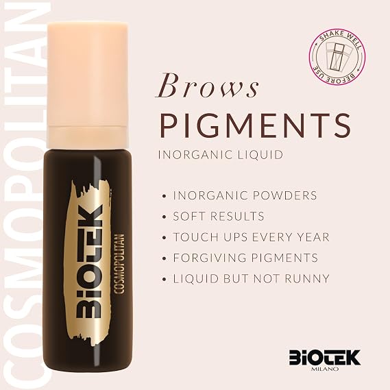Brows Pigment for Professional Permanent Make Up - Inorganic Liquid - Extra Dark Brown Color- Made in Italy Cosmopolitan, 0.50 Fl Oz (Pack of 1))