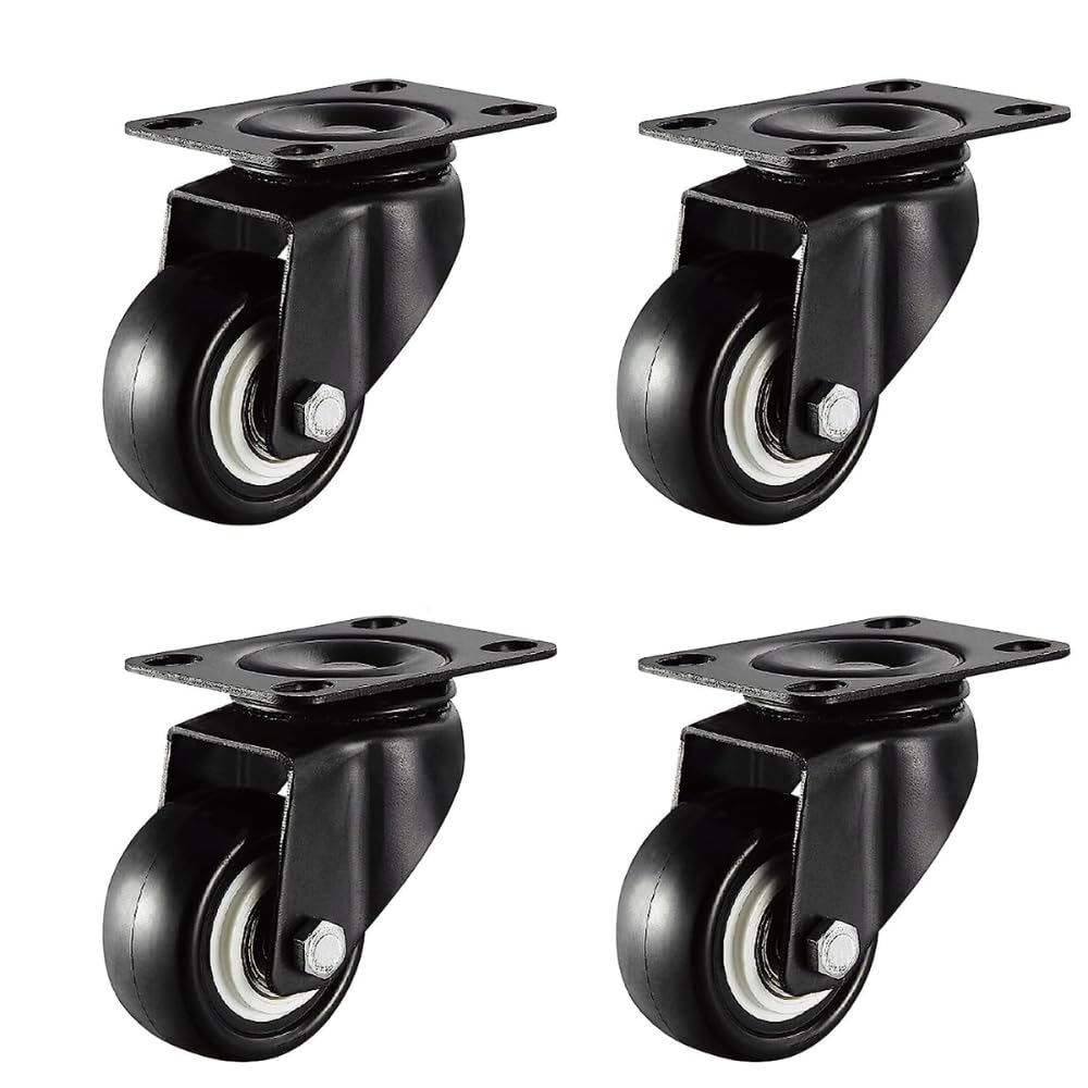 Equal 2 Inch Furniture Caster Wheels For Home/Office/Cabinets/Equipments & Stands (Pack Of 4) - Plate Type with 200kg Capacity (2 Fix & 2 Swivel 360 Degree)