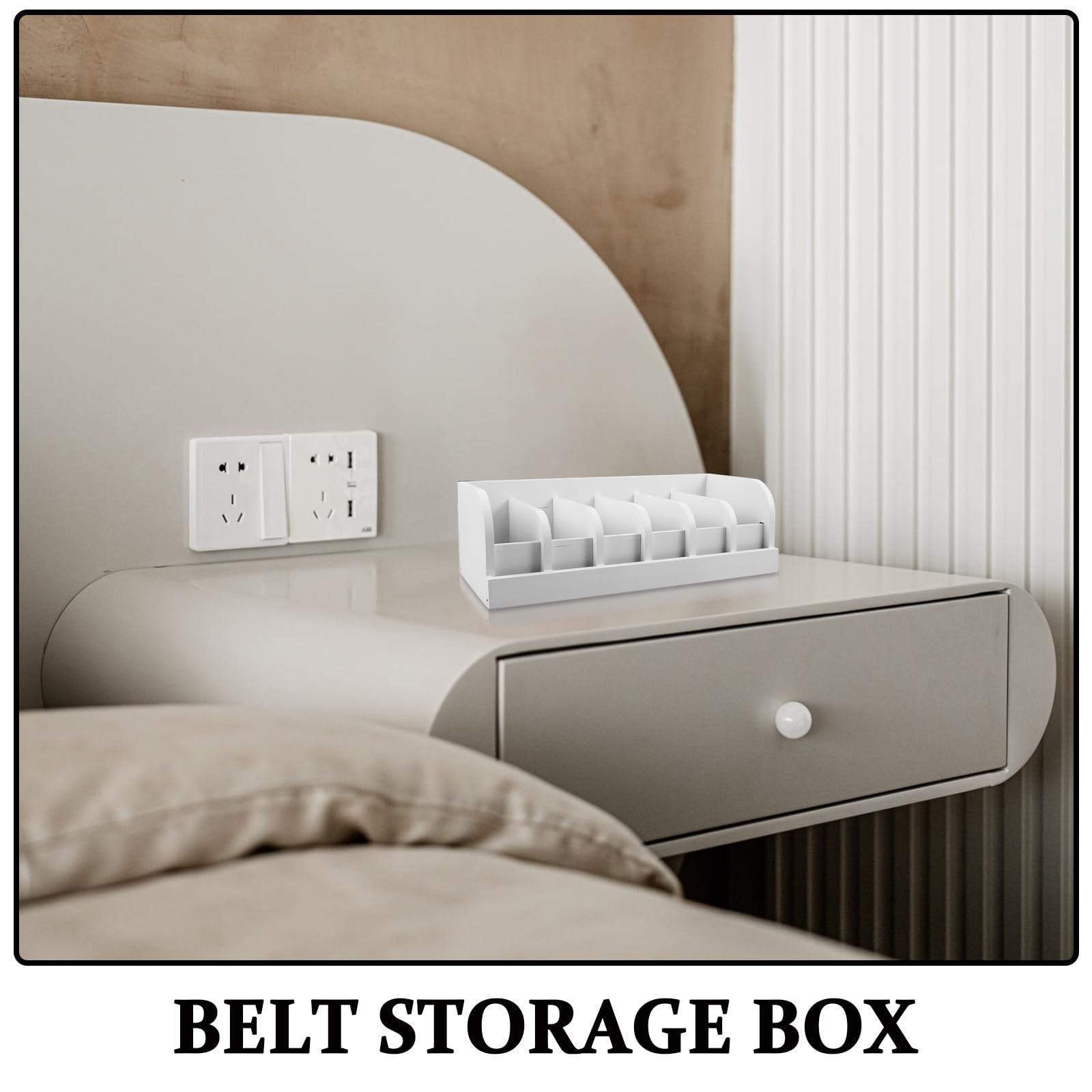 Bianco Scatola Multipli in Legno Scomparti con Cintura | Organizer per Armadio, Accesso Rapido, per Cinture e Accessori, Design Semplice, Stile Minimale