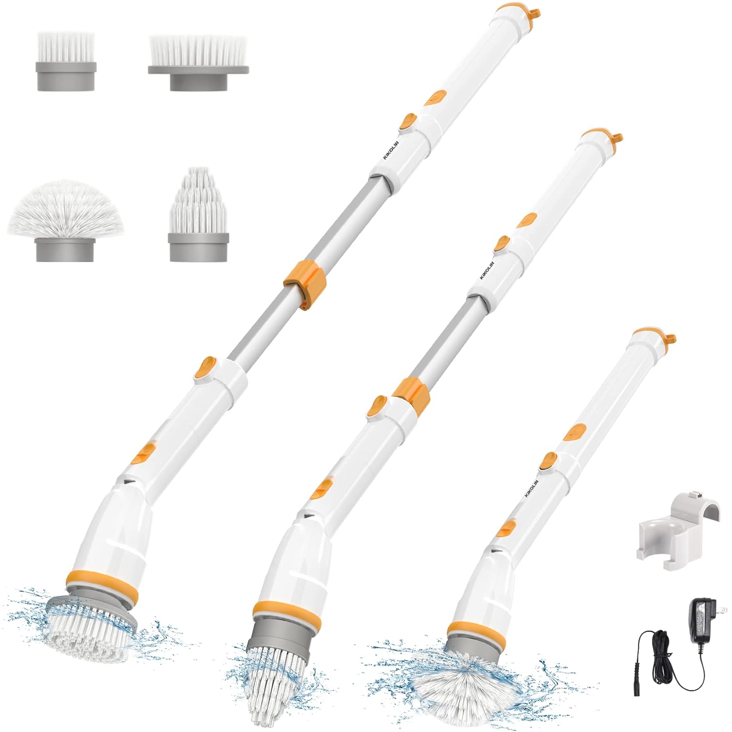 Electric Spin Scrubber KIKOLIN 380RPM High Speed Power Scrubber Cordless Cleaning Brush 2 Speeds for Bathroom Tub Shower