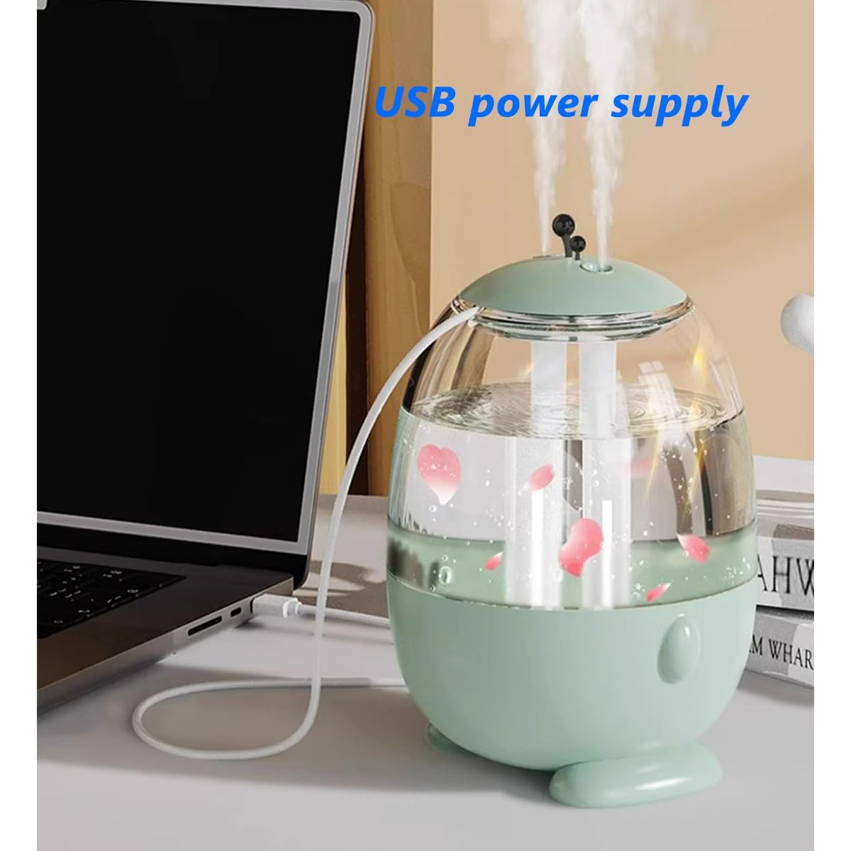 Humidificador de 3 litros para dormitorio, mini humidificador de aire ultrasónico USB con modo de niebla ajustable y luz nocturna suave, apagado automático de 10 horas para un uso seguro