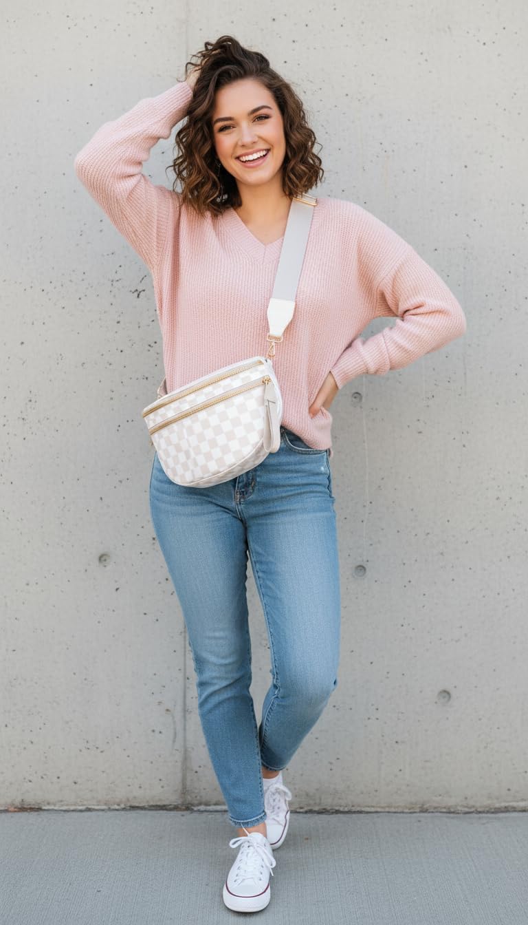 Bum Bag Crossbody Bag for Women | Spacious Bum Bags | Nylon Crossbody Fanny Packs | Purse Belt Purse for Travel Running, Fashion Holiday Gifts - Image 3