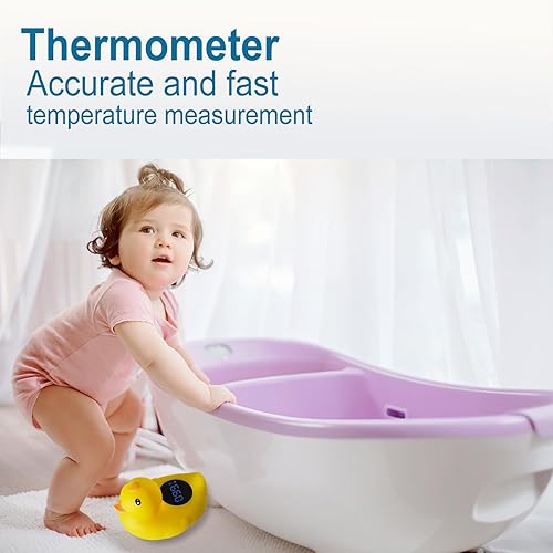 Miniatura 5 de Termómetro de baño para bebé, monitor preciso de temperatura del agua, pantalla inteligente y divertido diseño de pato flotante, abrazo feliz y