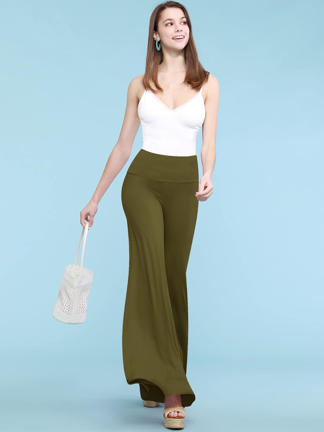 Made By Johnny MBJ Women's Casual Comfy Solid/Tie Dye Wide Leg Palazzo Lounge Pants (XS~5XL) - Image 3