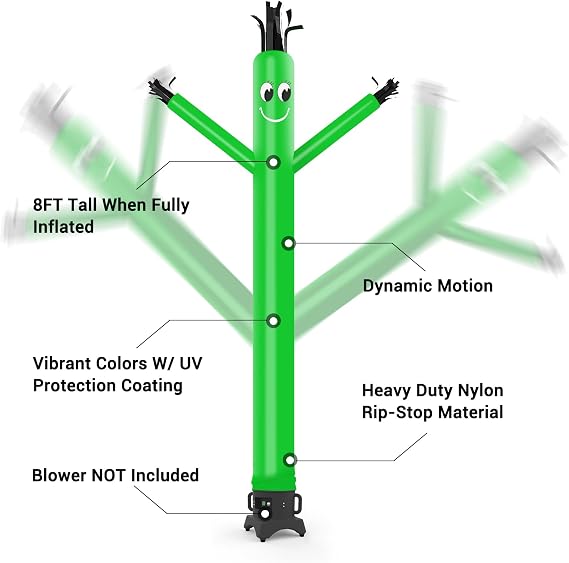 MOUNTO 8ft Inflatable Dancer Tube Man Replacement, (Blower Not Included), (Green)