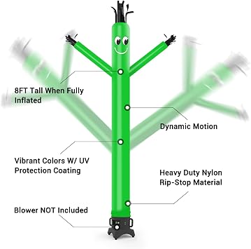 MOUNTO 8ft Inflatable Dancer Tube Man Replacement, (Blower Not Included), (Green)