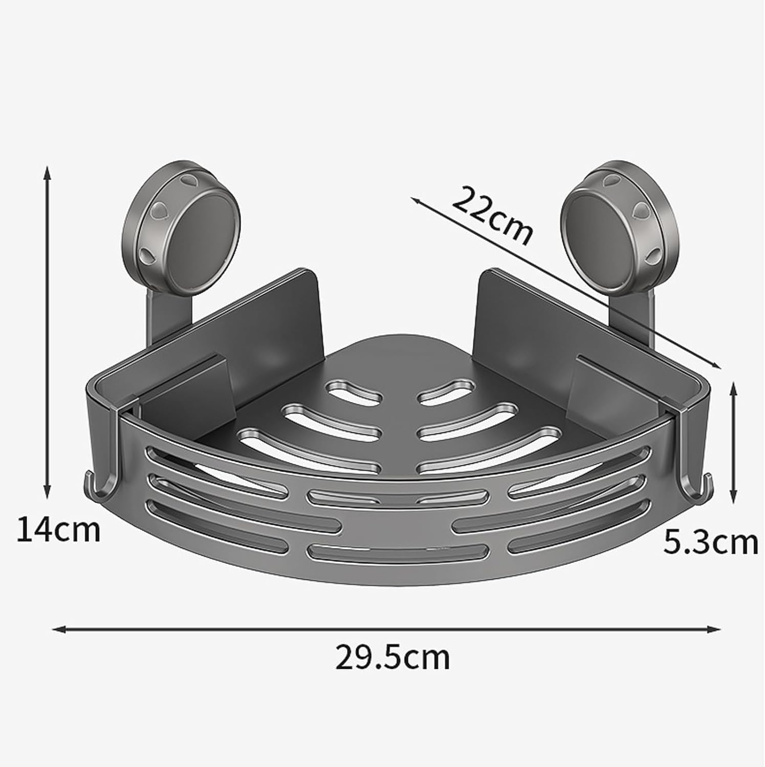 Triangle Suction Cup Shower Caddy, No Drill Bathroom Corner Shelf, 2-Tier Shower Organizer with Towel Bar & Hooks, Rust Resistant Shower Storage Rack for Bathroom (Black*3)