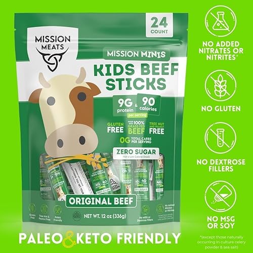 Miniatura 7 de Mission Meats - Palitos de carne para niños, 100% alimentados con pasto y criados en pastos, aperitivos saludables para niños, proteínas sin azúcar,