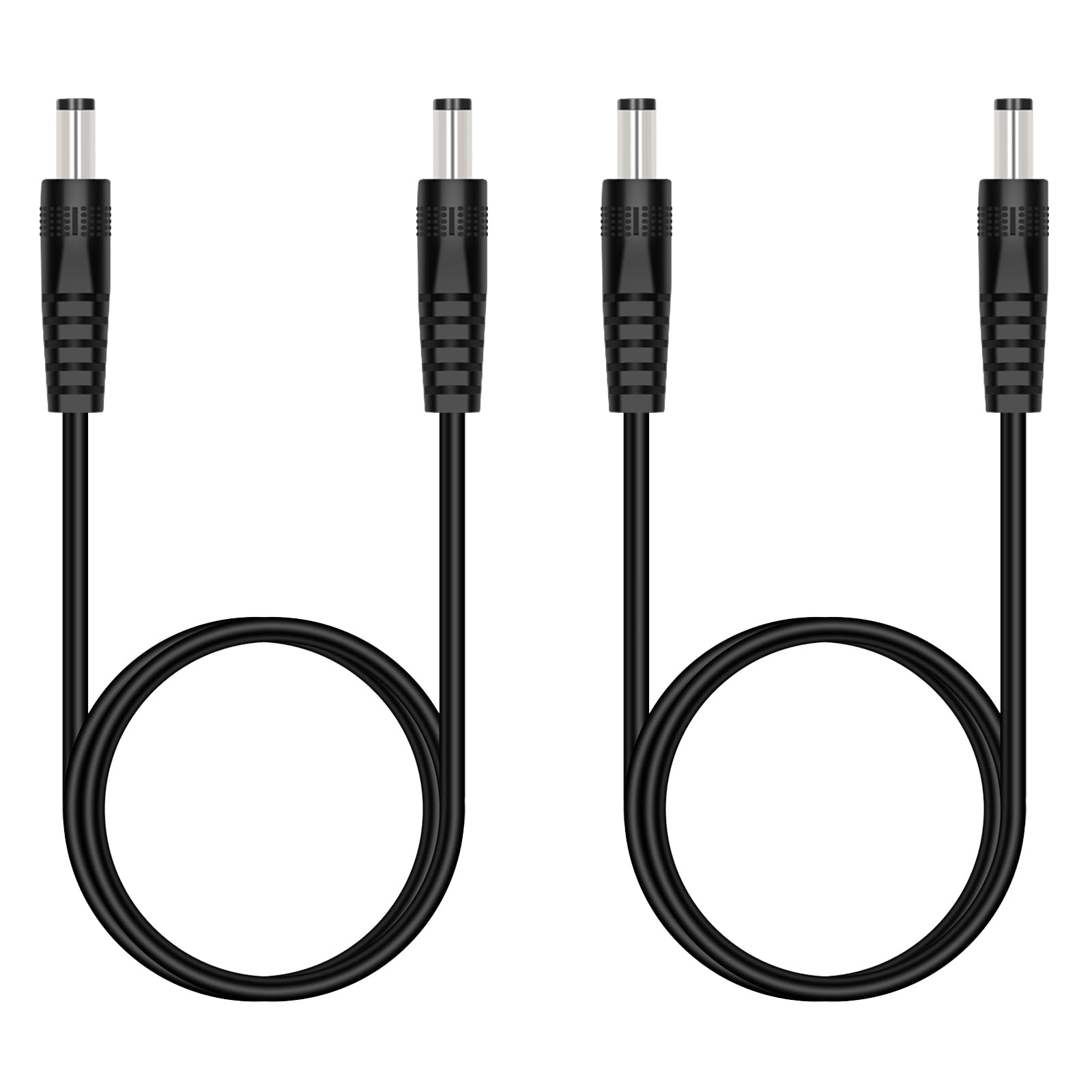 Fancasee DC Power Cable Male to Male, 2-Pack 3FT 5.5mm x 2.5mm DC Plug Jack Power Supply Adapter Cord for CCTV Surveillance Security Camera LED Strip