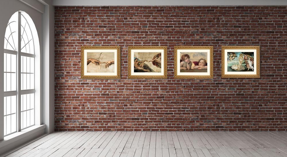 artissimo Bild Raffaello Sixtinische Madonna Engel Angeli gerahmt 63x53 cm Querformat – Gemälde Kunstdruck mit Echtholzrahmen & Passepartout AG4676