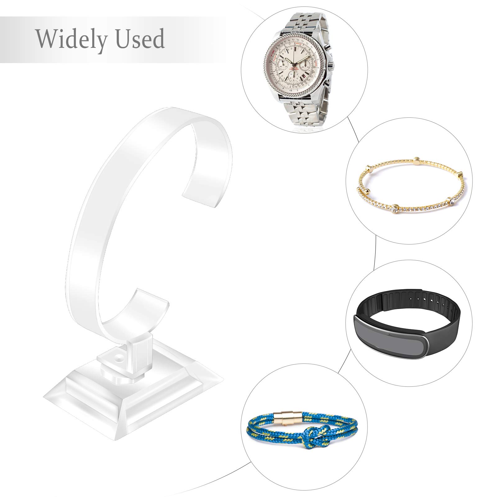 Présentoirs à Montre Acrylique - Lot De 4 - Transparents - Support Type C Pour Bracelets