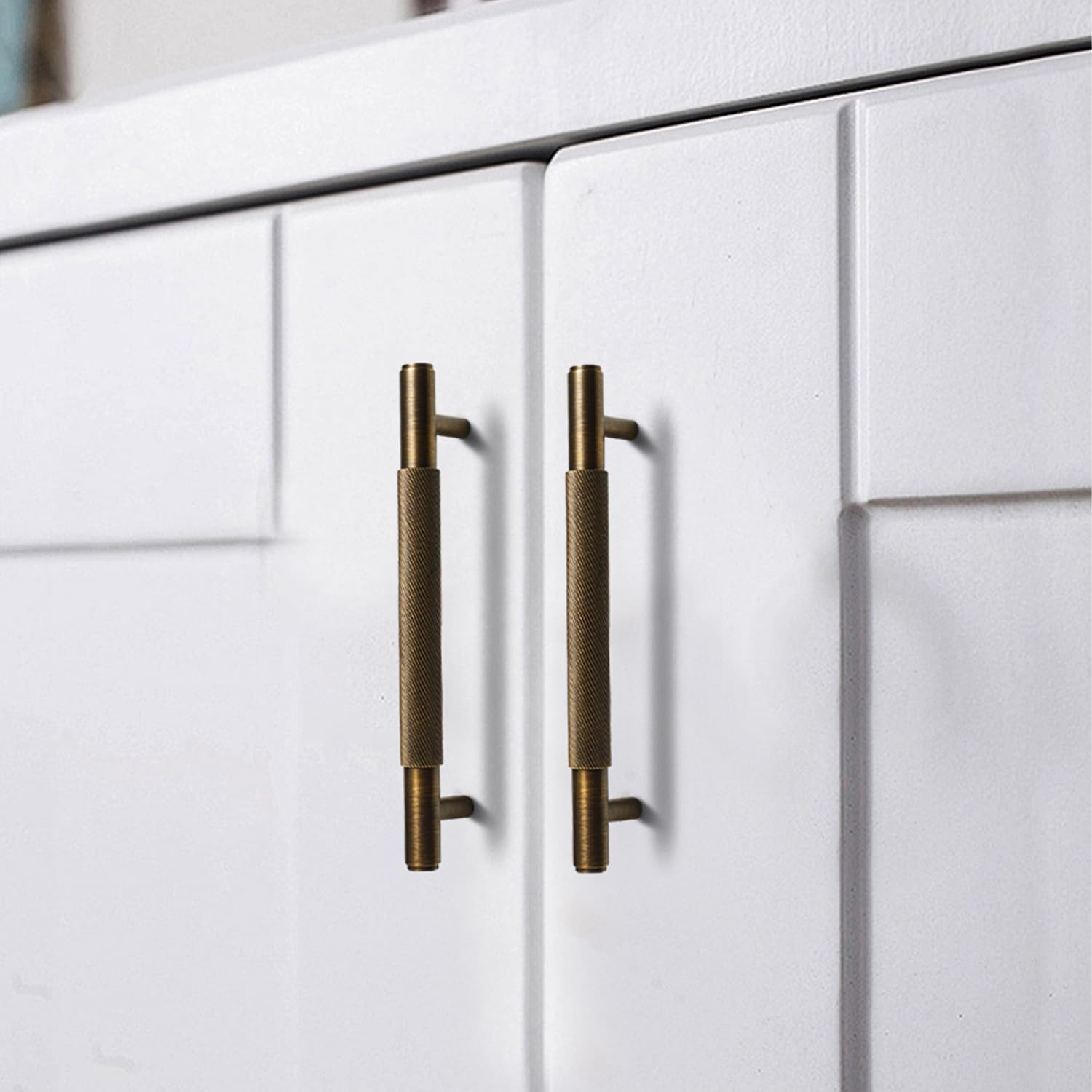 Retro Cabinet Pulls Antique Brass Kitchen Drawer Pulls Drawer Handles Single Hole 6-1/2 Inch Length, 2 Pack, L