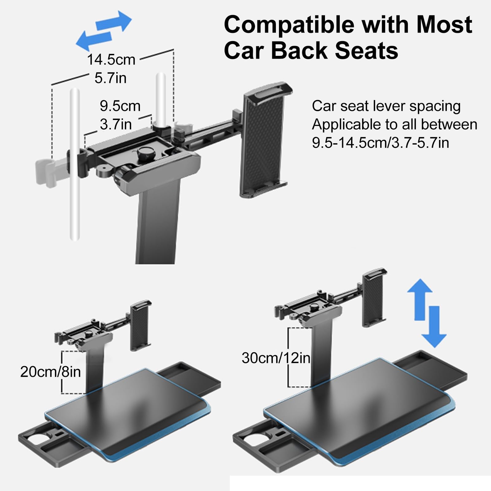 Tisch für Auto, Multifunktionaler Tragbarer Faltbarer Tabletttisch Fürs Auto, Zum Essen, Trinken Und Schreiben am Laptop, Passend für Die Meisten Fahrzeuge