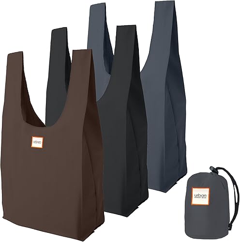 Urban Market Bags - Bolsas de compras reutilizables, grandes bolsas plegables de nailon con asas cómodas, lavables a máquina en un paquete compacto,