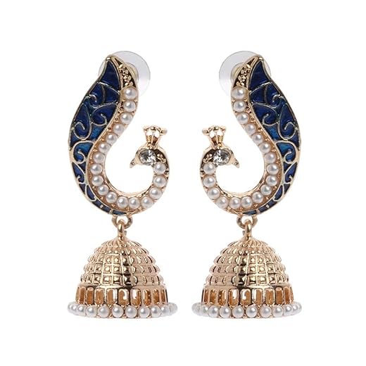 SOURBAN Retro Indian Bollywood Peacock Drop Earrings Gypsy Alloy Party Jewelry for Women