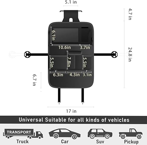 Miniatura 2 de GMQ Organizador de asiento trasero de automóvil, 1 paquete, organizador de asiento trasero con bandeja, caja de almacenamiento multifuncional para