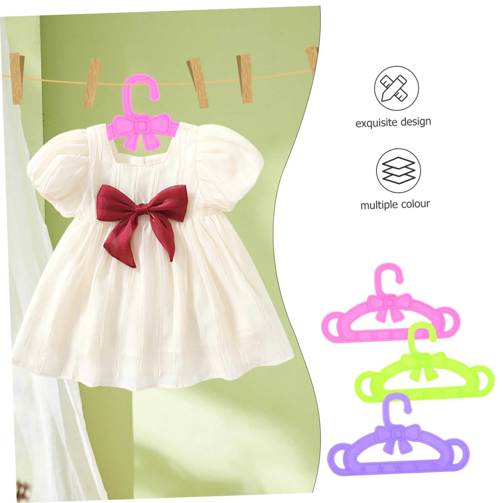 Mikikit 15 Perchas de Plástico Multicolor para Ropa de Muñecas de 18 Pulgadas, Accesorios para Muñecas Ideales para Cumpleaños o Año
