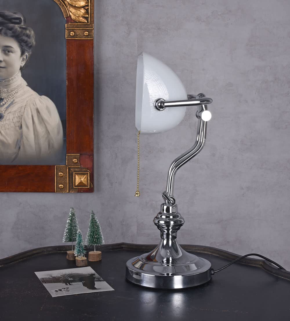 Schreibtischlampe Bankerslampe weiss Silber (ohne Leuchtmittel) Bankerslamp Belle Epoche wie Anno 1900 Tischleuchte xcl116 Palazzo