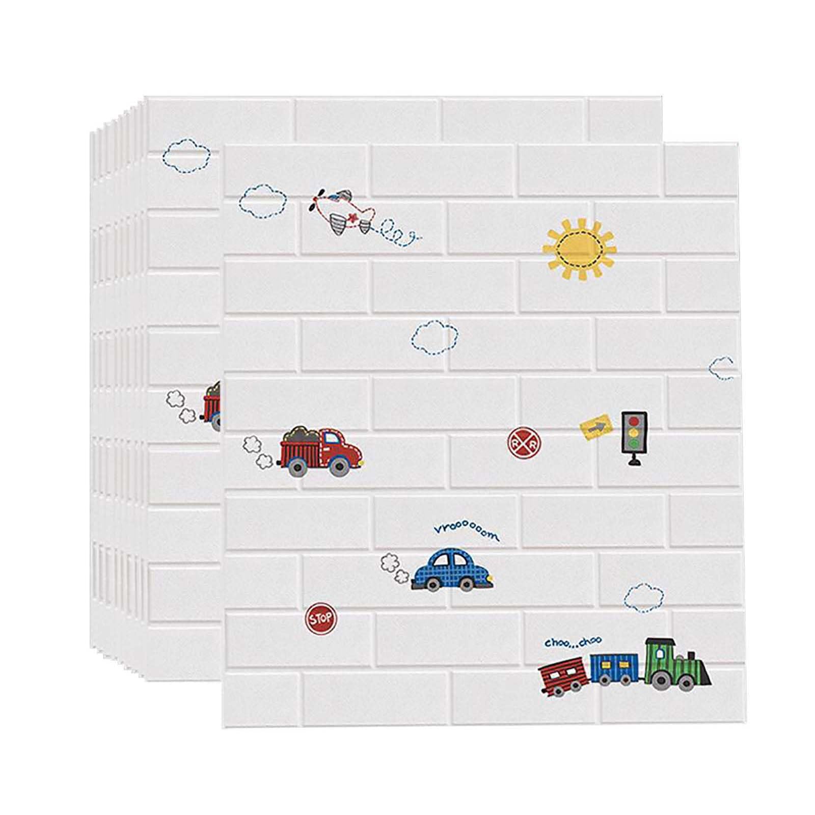 Papier peint 3D relief pour chambre d'enfant, dalles murales amortissantes et lavables 70x77cm