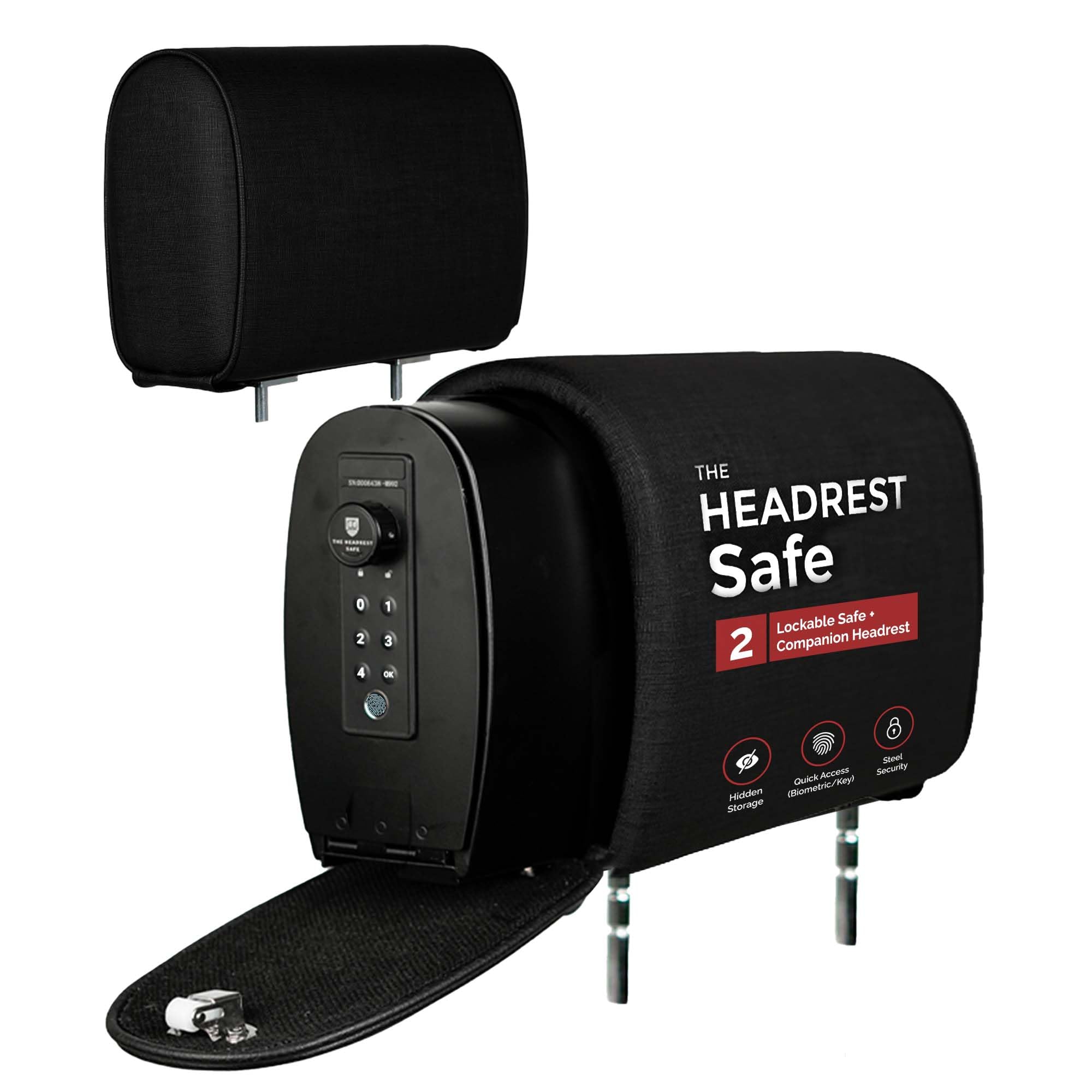 The HEADREST SAFE Removable Slide Bundle Headrest Safe - Passenger Seat