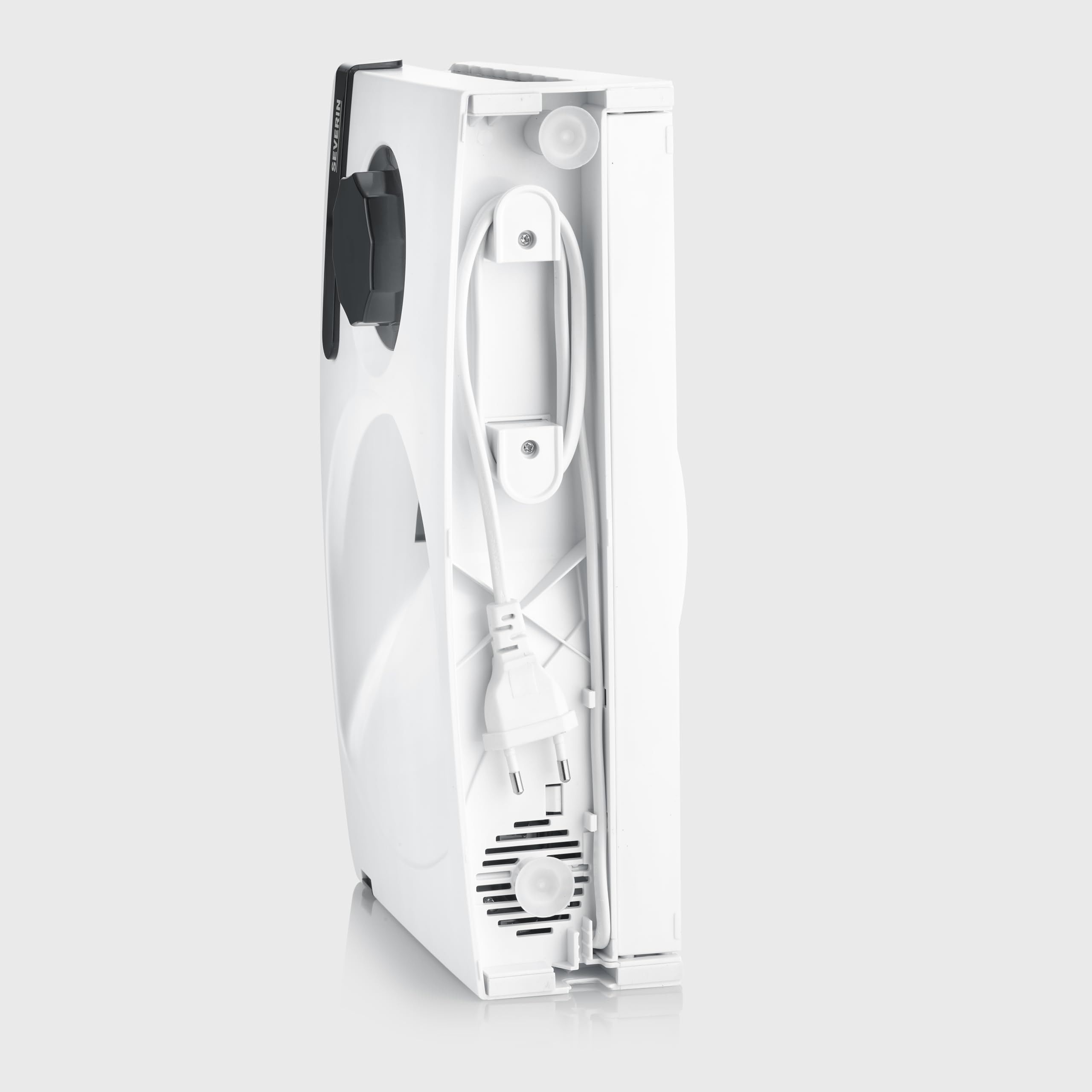 SEVERIN Affettatrice pieghevole, 100W, Motore DC, Spessore 0-15 mm, Lama RSG Solingen Removibile, Interruttore Sicurezza, Salvaspazio, 10,1 x 20,2 x 33,1 cm, Bianco/Nero - AS 3912