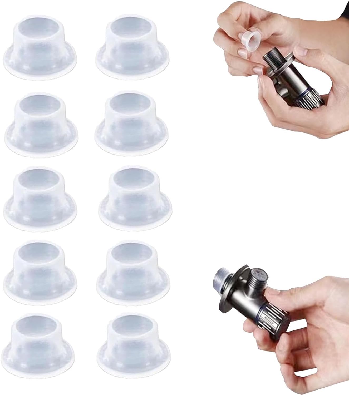 Silicone Faucet Leak-Proof Sealing Gasket,Leak-Proof Triangle Valve Plug,Heavy Duty Hose Sealing Washer,Rubber Pipe Sealing Rings for Garden Hose Fittings,Mini Valve (White*10pcs)