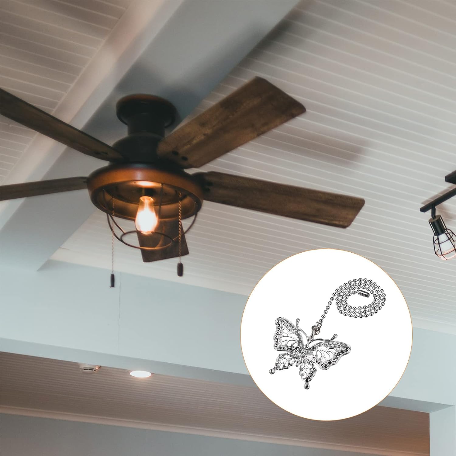 YOKIVE 2 Pcs Ceiling Fan Pull Chain, Chain Decorative Extensions with Pendant Lamp Ornaments, Great for Fans, Ceiling Lamp, Home (Silver, 12-Inch)