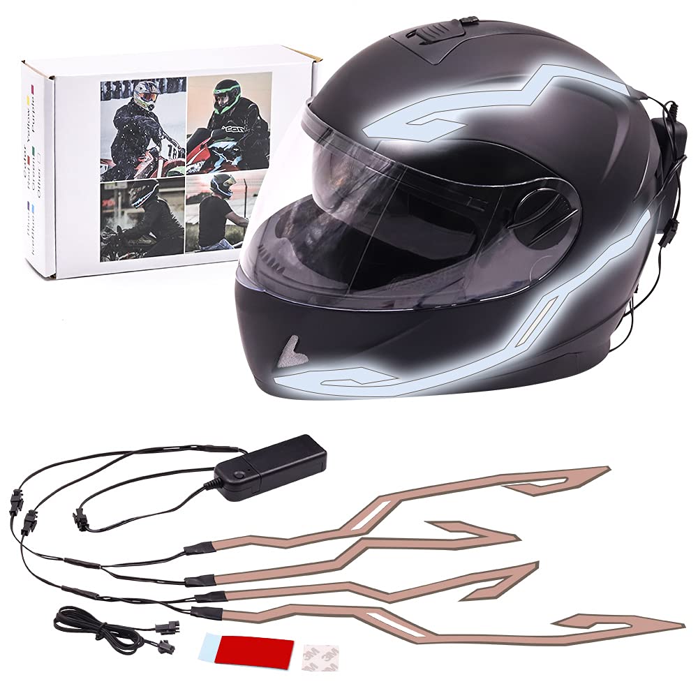 Motorcycle Helmet Light,3 Modes Sticky EL Strips,4Way Battery Helmet Lamp,Night Riding Helmet Decoration Kit White : Automotive