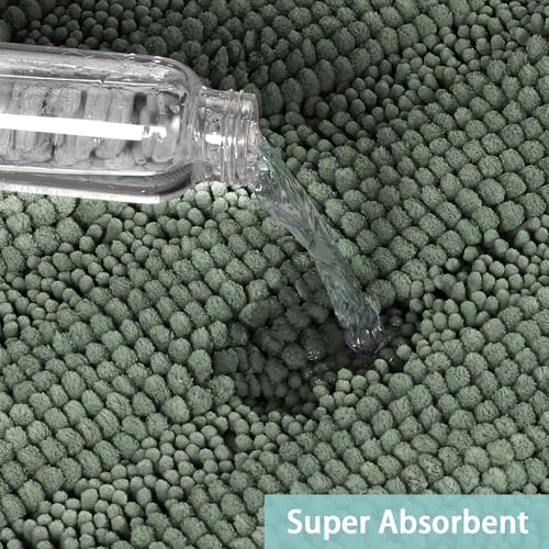 Image of Turquoize Luxury Chenille Bath Rug for Bathroom Rugs Extra Absorbent Bath Mat Non Slip Microfiber Shower Rug for Bathroom Microfiber Shaggy Carpet Rug Size, 17 inchx 24 inch, Green Bay