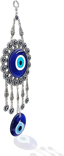 Miniatura 7 de BCS Decoración de pared contra el mal de ojo, metal de 4.3 pulgadas de ancho x 12.2 pulgadas de largo, amuleto turco griego de Nazar, amuleto de