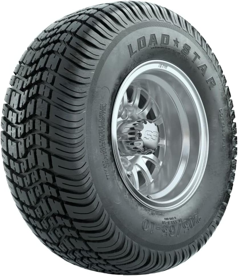 GTW 10 Inch Golf Cart Wheels and Tires Combo | GTW Medusa Machined/Silver Wheels on 205/65-10 Street Tires | Set of 4