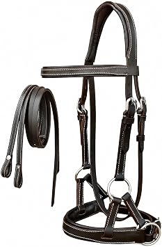 CHALLENGER Western English Leather Bitless Sidepull Bridle Reins 7713