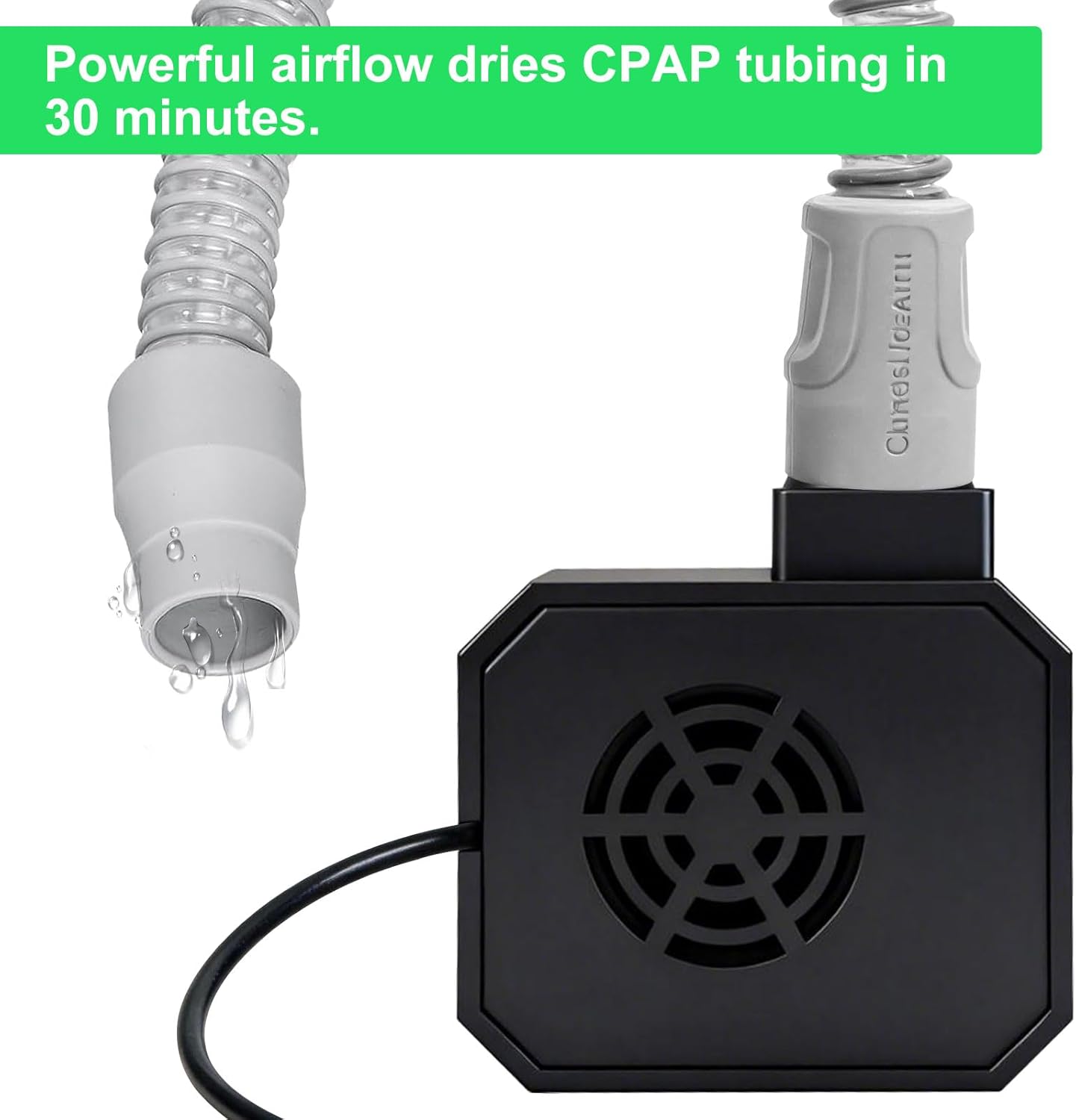 CPAP Hose Dryer & Tube Blower Fan for Universal 22mm Tubes - Quick-Dry Cleaner for Resmed Airsense 11 10 Tubing, BIPAP & Major Brands, Portable Travel Cleaning Supplies Kit (Black)
