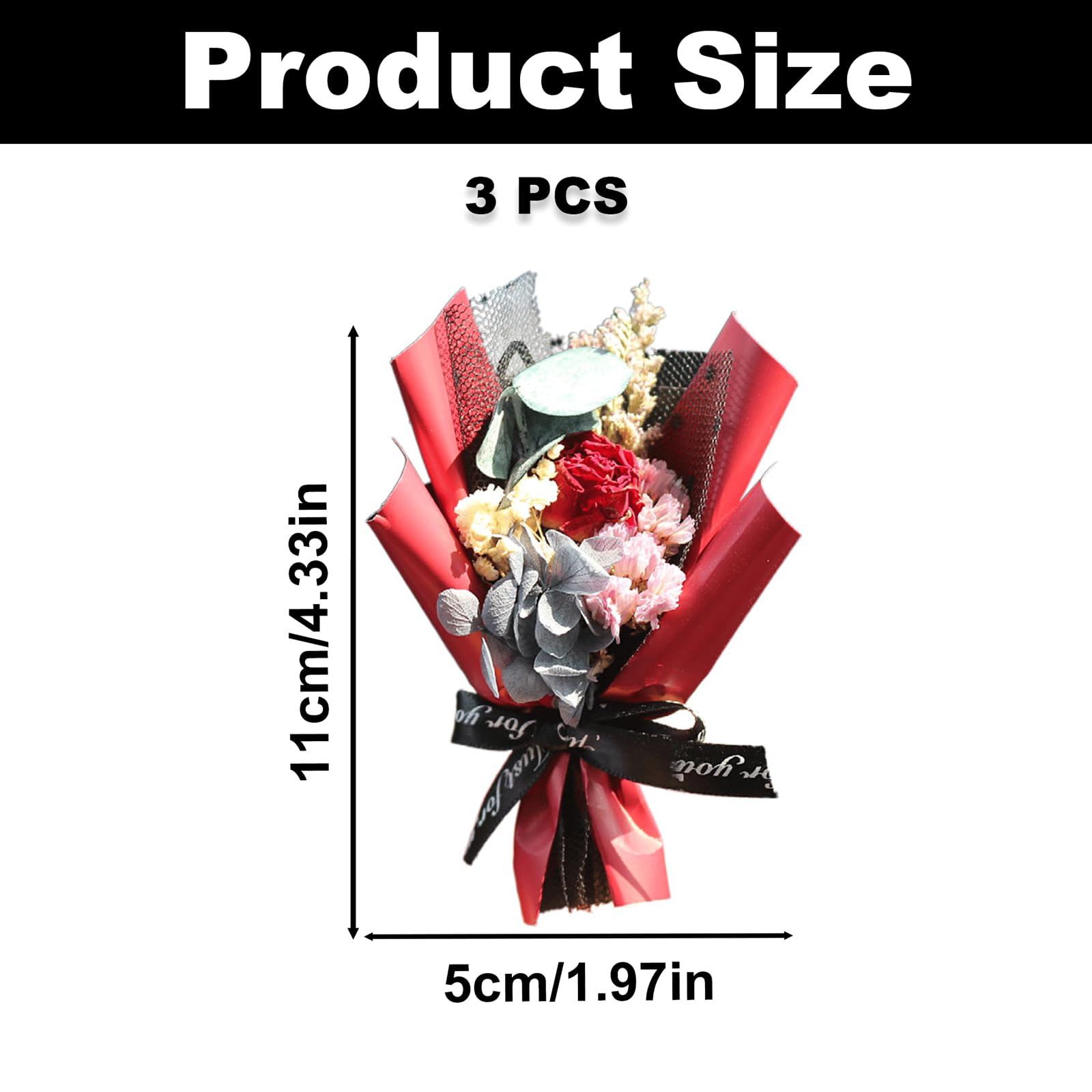 3 mini bouquet di fiori secchi, clip per bocchetta dell'aria dell'auto, decorazione per interni dell'auto, decorazione floreale per presa d'aria dell'auto, decorazione per auto, cruscotto, regali
