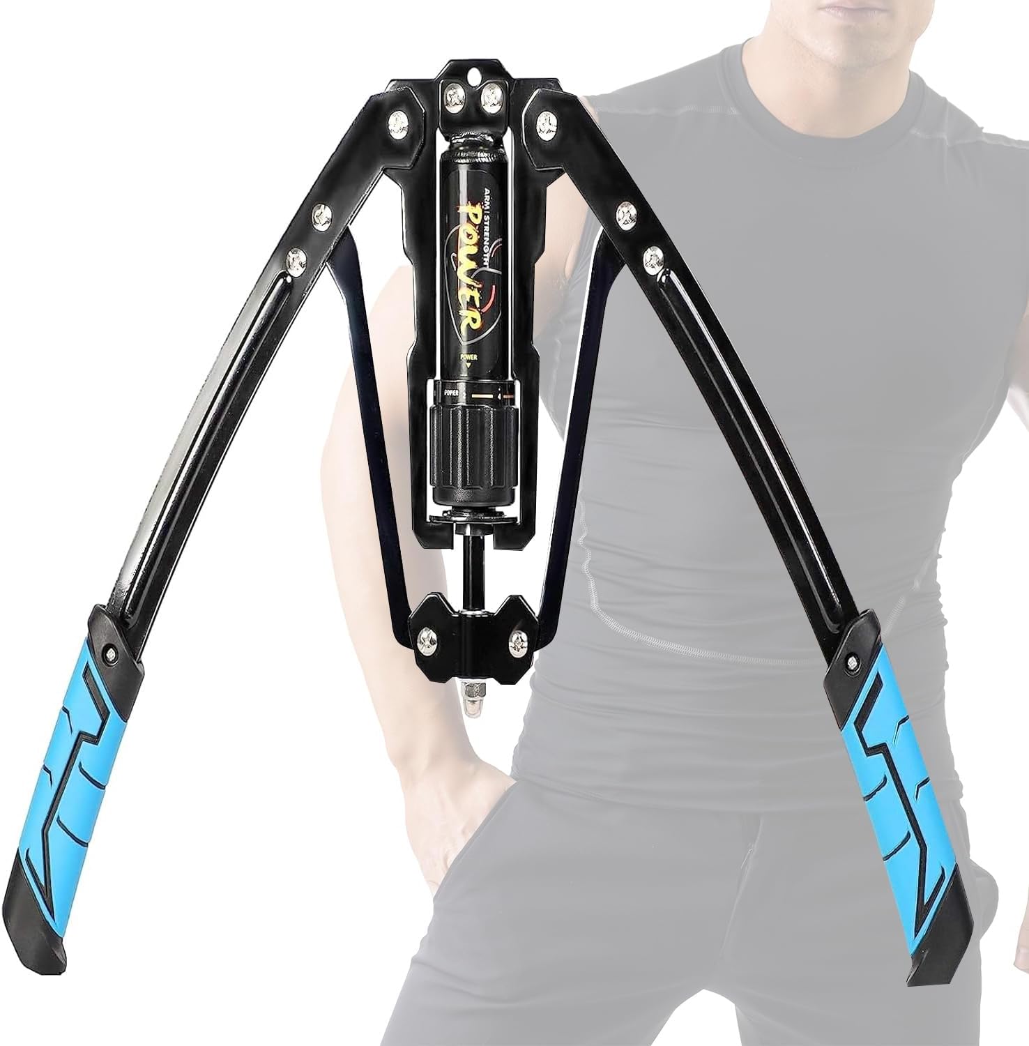 Chest Exerciser, 10-200kg Hydraulic Power, Adjustable Torsion Arm Strength Trainer, Black Steel, Strength Training Equipment for Arm, Chest, Bicep, Shoulder