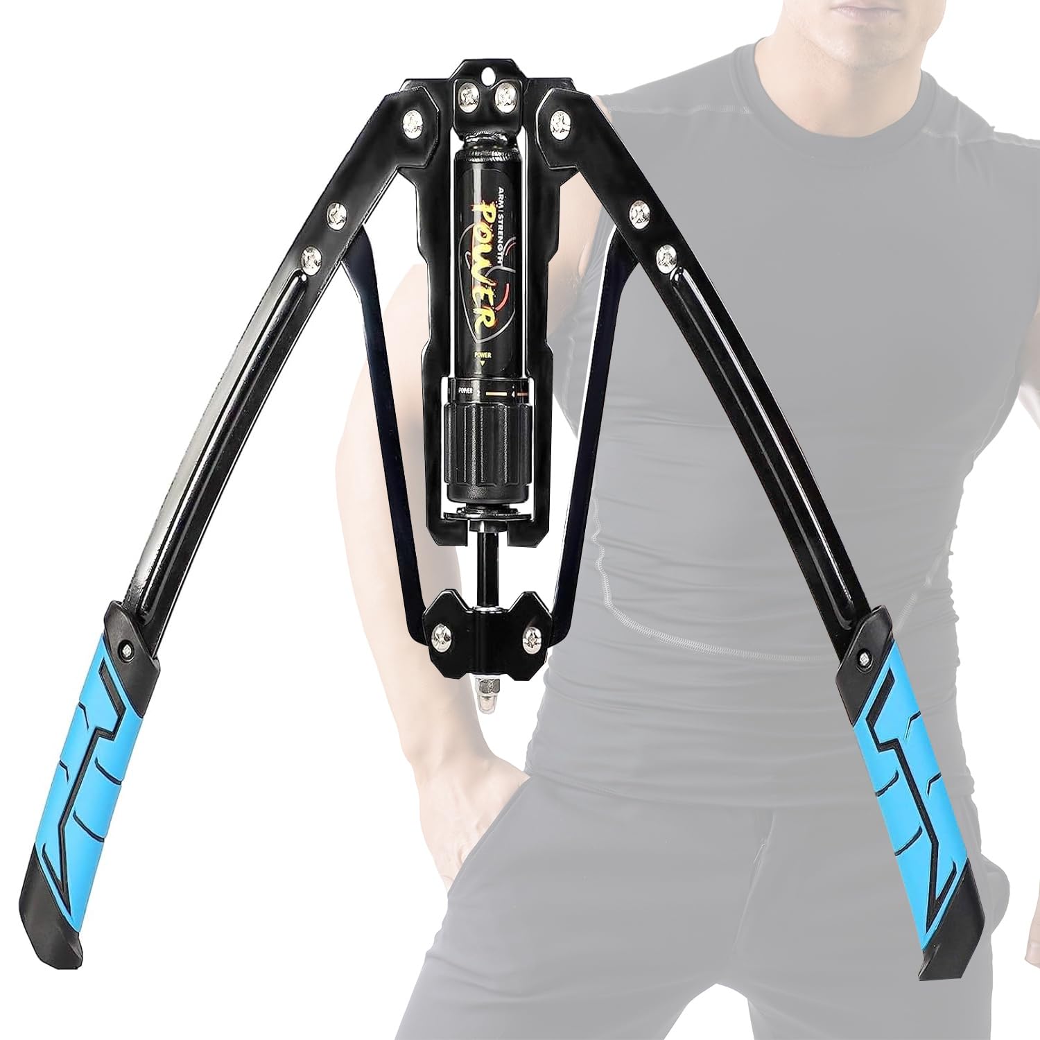 XJYMCOM Chest Exerciser, 10-200kg Hydraulic Power, Adjustable Torsion Arm Strength Trainer, Black Steel, Strength Training Equipment for Arm, Chest, Bicep, Shoulder