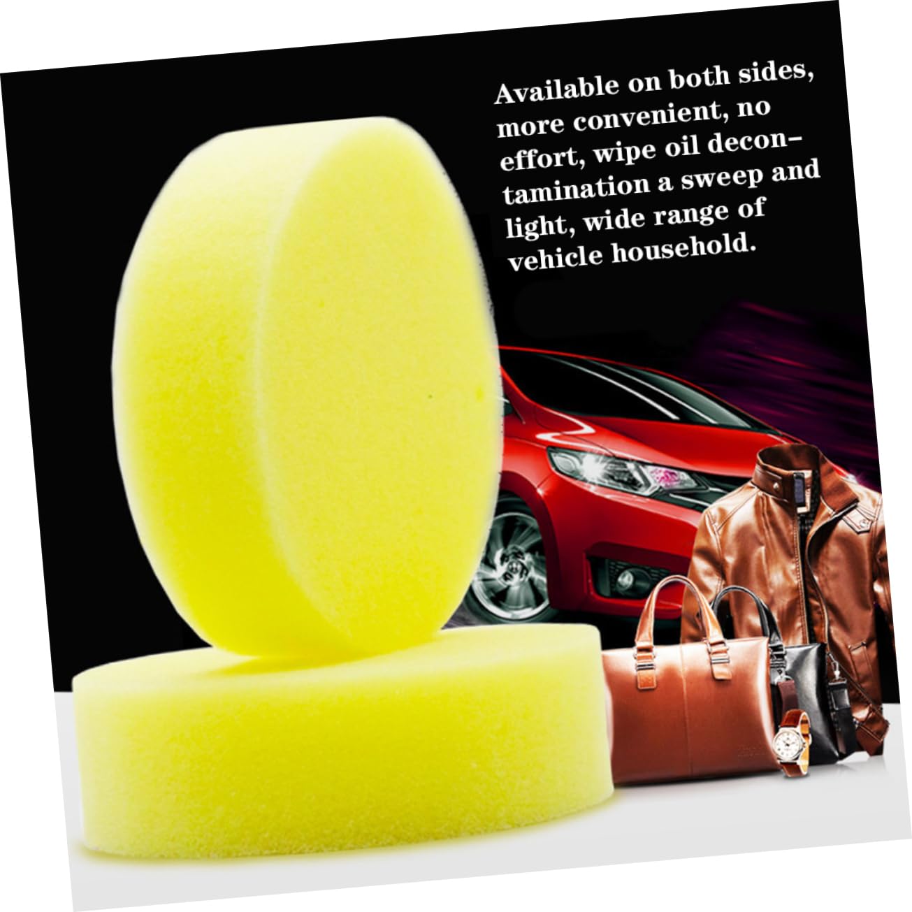 ABOOFAN 4pcs Éponge à Polir Jaune en Mousse pour Nettoyage Voiture et Chaussures, Fonction Cirage et Dépoussiérage, Accessoires Pratiques pour Entretien