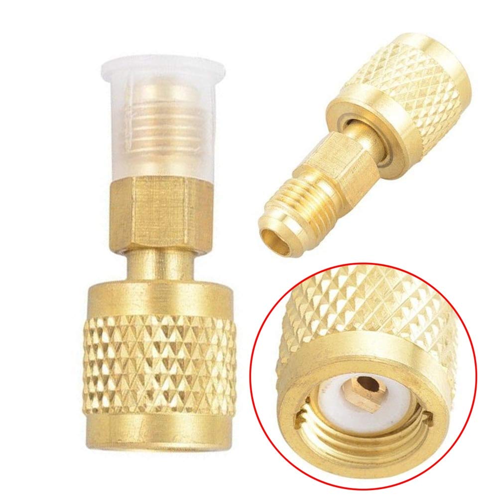 Pneumatic Parts - Brass R410A Adapter For Refrigerant HVAC Mini Split Air Conditioners 1/4" Male SAE to 5/16" Female SAE Charging Hose Pump ()