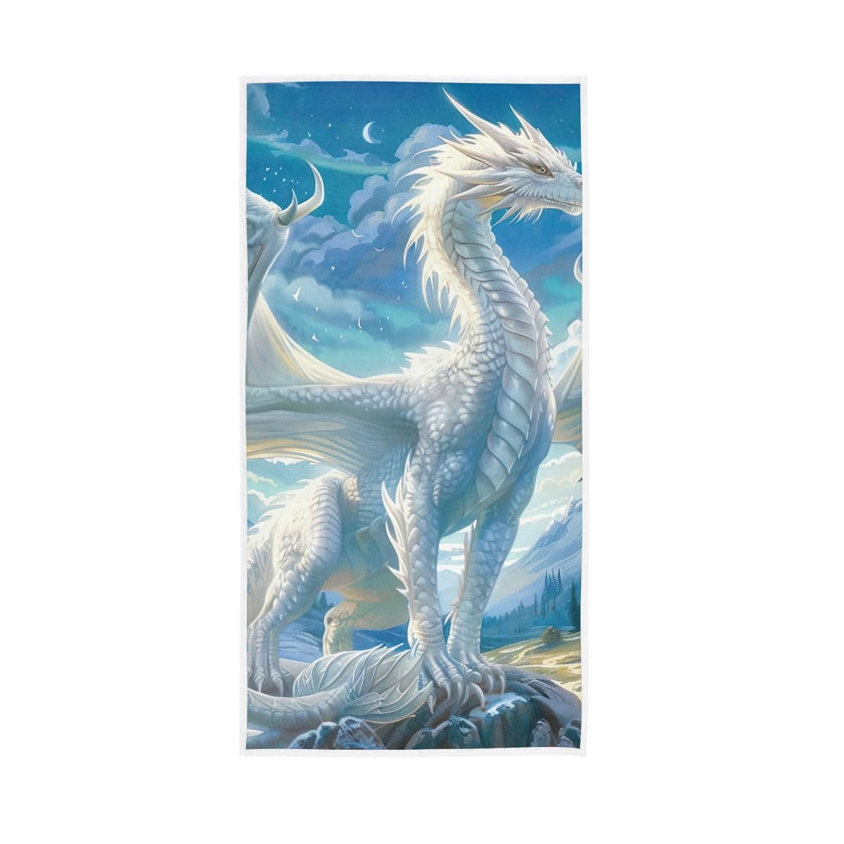 LSRCPD White Dragon Bath Hand Towels for Bathroom, Hand Towel for Bathroom, Shower, Hotel, Spa 15 x 30 Inches