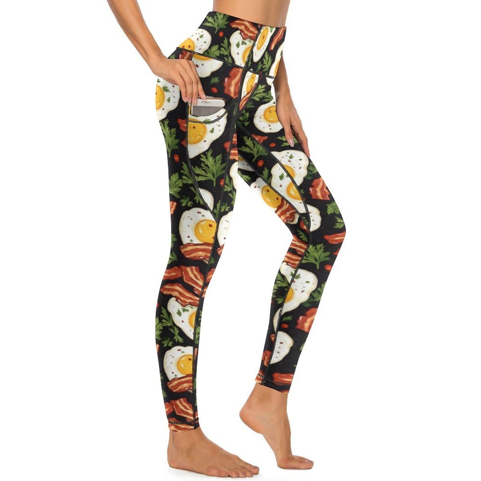 Legging d'entraînement imprimé bacon au plat idéal pour le studio - 7