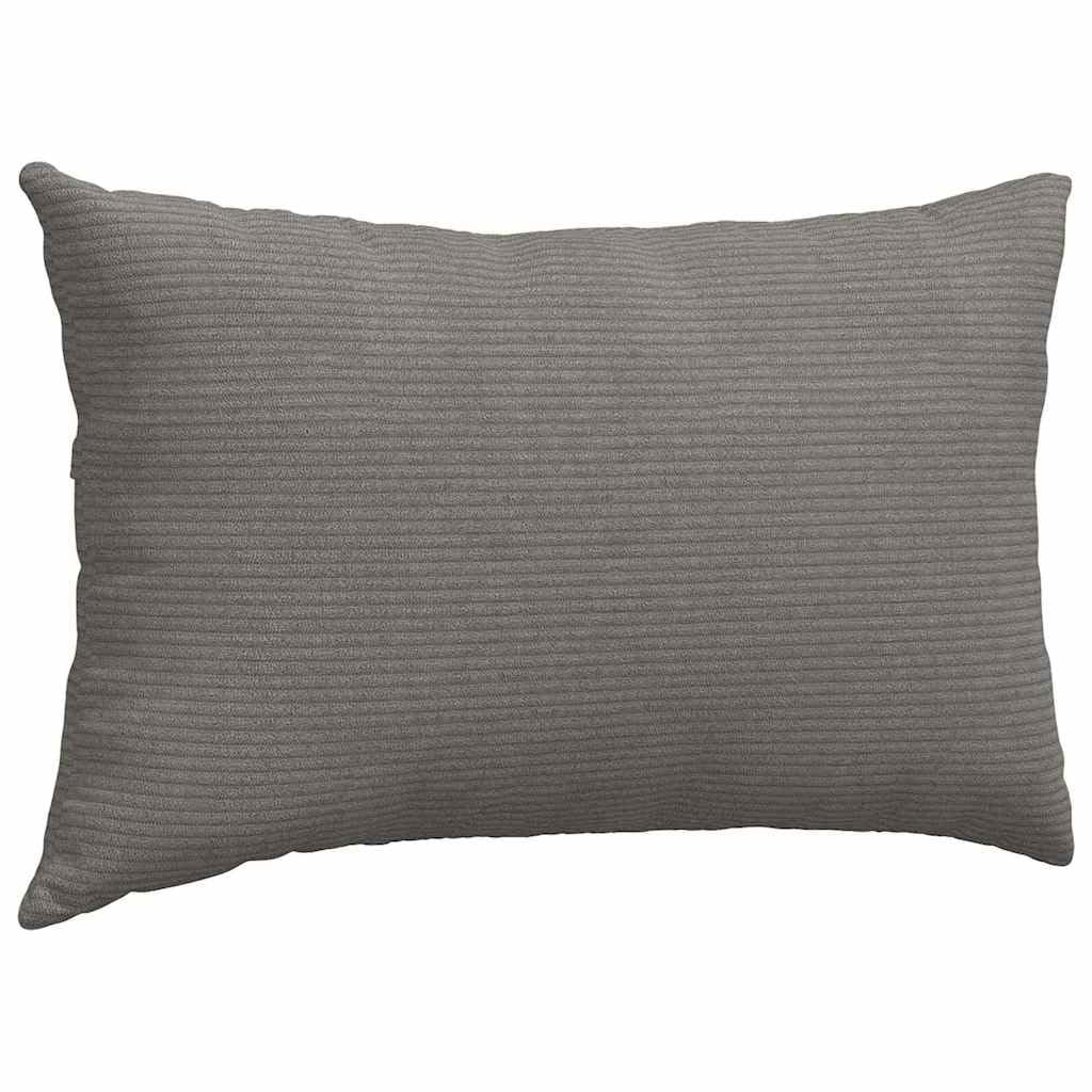 Set di 2 Cuscini da Divano in Velluto a Coste Grigio 50x30 cm | Coppia di morbidi cuscini rettangolari con imbottitura inclusa e fodera sfoderabile per soggiorno e camera da letto.