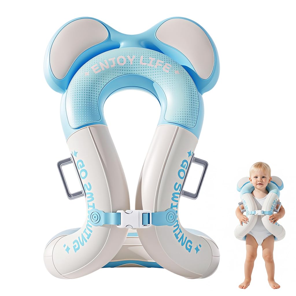 Proberos® Kids Armpit Swimming Ring PVC Buoyancy Vest for Beginners Age 3-15, Anti Rollover & Press-&-inflate Design, Adjustable Safety Buckle, Cartoon Swim Tube for Kids for Boys & Girls, Blue-image-10
