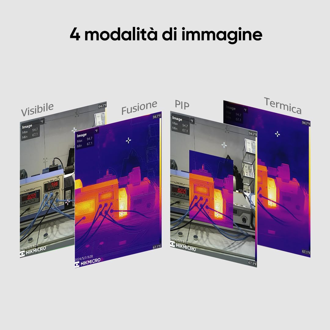 Termocamera B10S T HIKMICRO Risoluzione IR 256 x 192 con Telecamera Visiva da 2MP, Telecamera Termica per Ispezione Domestica, 25 Hz, Schermo LCD con risoluzione 640×480, IP54, -20°C~550°C
