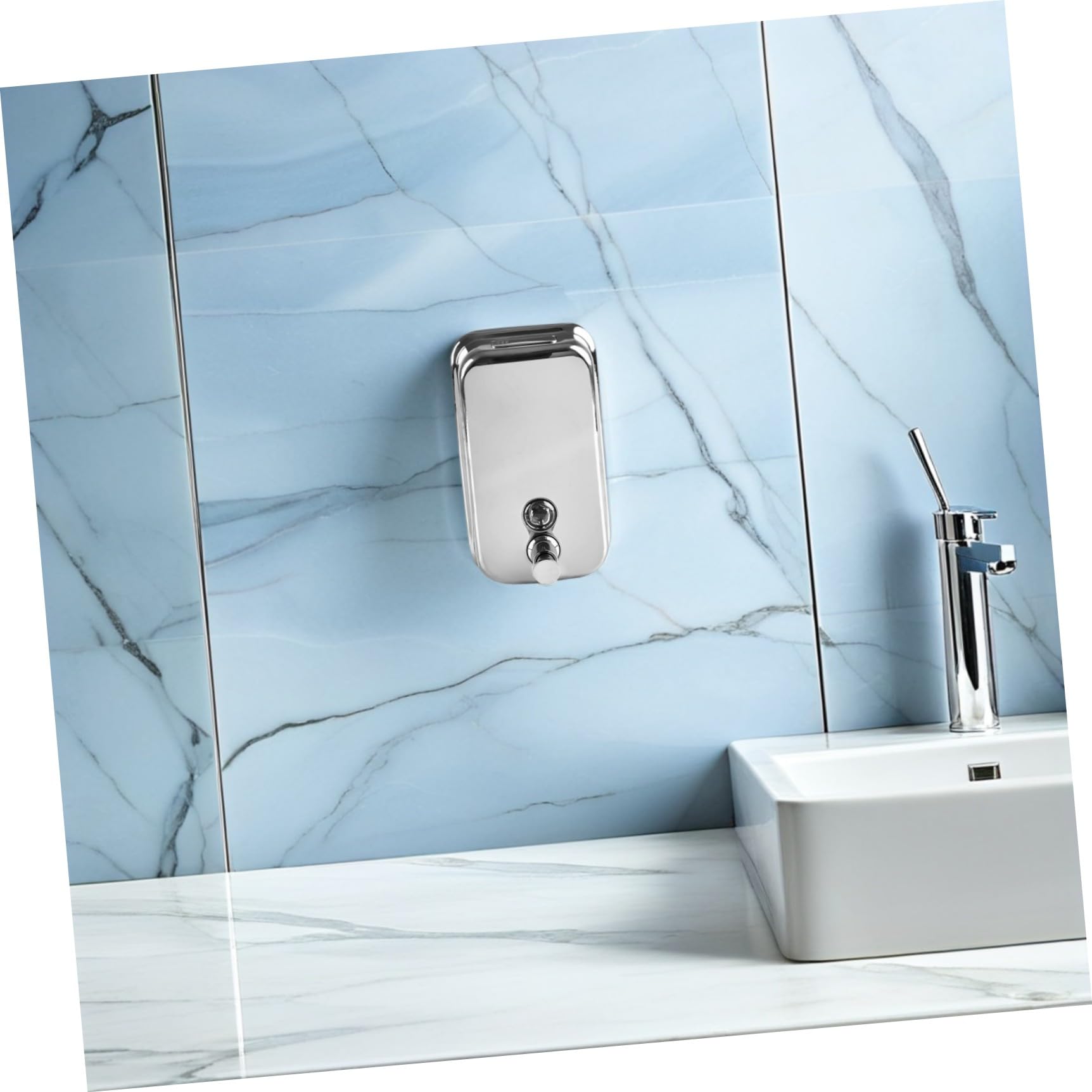 Dispenser di Sapone da Muro Bagno in Acciaio Inossidabile 500ml, Stile Elegante e Semplice, Erogazione Manuale a Pressione per Uso Pratico in Bagno